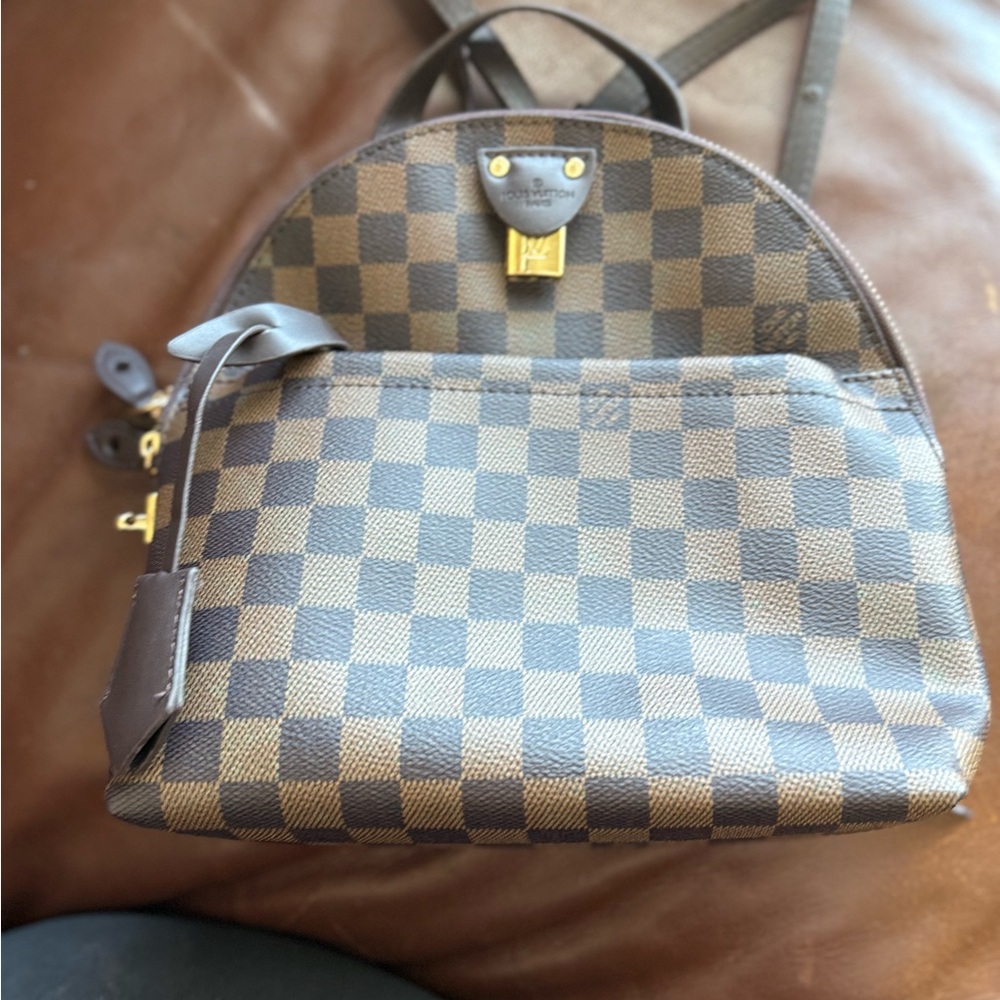 Designer Checkered Brown Backpack - image 1